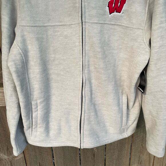 Colosseum Wisconsin Fleece Full Zip Jacket Long Sleeves Pockets Gray L Badgers - Picture 4 of 10